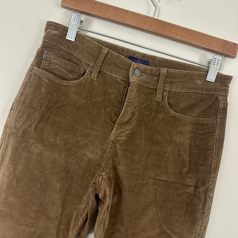NYDJ Corduroy Pants Brown Cotton Stretch Casual Straight Leg Mid Rise Womens 6P